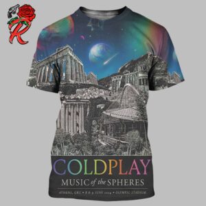 Coldplay Music Of The Spheres Tour 2024 Poster For The Concert At Olympic Stadium In Athens Greece On 8 And 9 June 2024 All Over Print Shirt