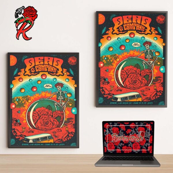 Dead And Company Dead Forever Weekend 5 Poster At Sphere Las Vegas Nevada On June 13 14 15 2024 Skeleton And Roses Home Decor Poster Canvas