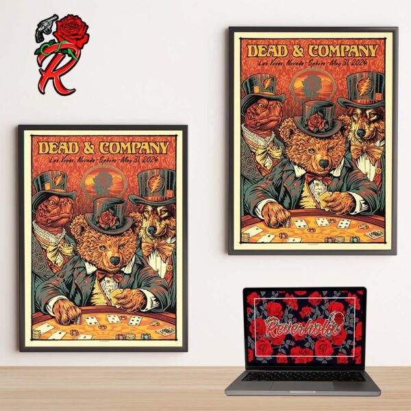 Dead And Company Las Vegas Sphere Dead Forever Gambling Bear Poster For The Show On May 31 2024 Home Decor Poster Canvas