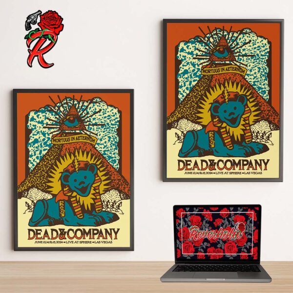 Dead And Company Weekend VIP Poster Mortuus In Aeternum Dead 1978 Egyptian Run Live At Sphere Las Vegas On June 13 14 15 2024 Decor Poster Canvas