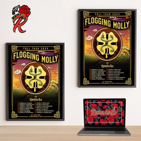 Flogging Molly Fall 2024 US Tour With Special Guests The Rumjacks Tour Dates List Home Decor Poster Canvas