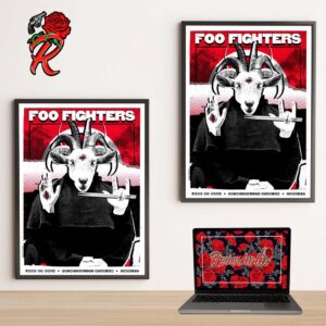 Foo Fighters Cardiff UK Merch Poster For The Concert At Principality Stadium On June 25 2024 The Baphomet Satan Goat Drummer Artwork Home Decor Poster Canvas