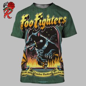 Foo Fighters Poster For London UK Night Two Concert At London Stadium On June 22th 2024 The Hell Dog Artwork All Over Print Shirt