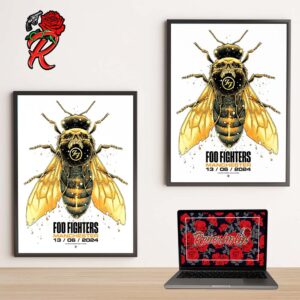 Foo Fighters Tonight Poster For Manchester Night One At Emirates Old Trafford Everything or Nothing At All Tour 2024 On June 13th 2024 The Death Bee Decor Poster Canvas