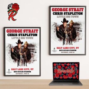 George Strait The King At Rice Eccles Stadium Event Poster With Chris Stapleton And Little Big Town In Salt Lake City UT On June 29 2024 Home Decor Poster Canvas