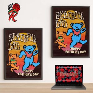 Grateful Dead Happy Father’s Day 2024 Grateful Dad Dancing Bear Wall Decorations Poster Canvas