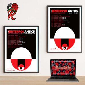 Interpol Band Antics 20th Anniversary Tour EU UK And IRE 2024 Tour Dates Poster Artwork Home Decor Poster Canvas