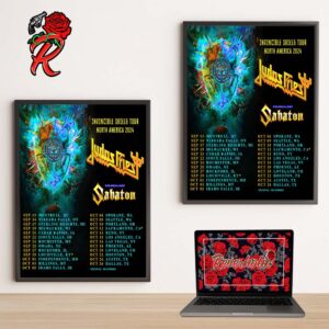 Judas Priest Invincible Shield Tour North America 2024 Tour Dates List Schedule Home Decor Poster Canvas