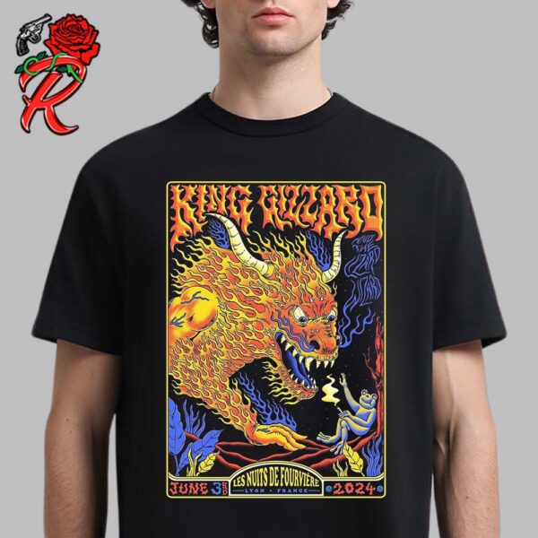 King Gizzard The Final Poster Series For The Concert In Lyon France At Les Nuits De Fourviere On June 3rd 2024 I Can See Everything I Can Be The Music Unisex T-Shirt