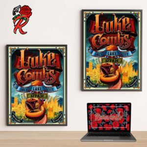 Luke Combs Poster For Two Concert On July 7 And 8 In Salt Lake City Utah At Rice Eccles Stadium Home Decor Poster Canvas