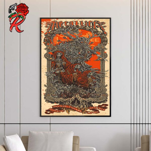 Metallica Tonight M72 World Tour In Helsinki Finland Night 1 Poster At Olympic Stadium No Repeat Weekend Of 2024 On June 07 Home Decor Poster Canvas