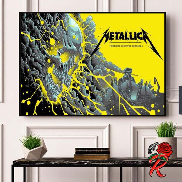 Metallica x Fortnite Icon Series Loading Screen Metalli-Skull Fortnite Festival Season 4 Home Decor Poster Canvas