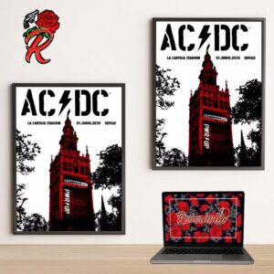 Official Poster For ACDC Seville Spain Night 2 Power Up 2024 Tour PWR Up Europe At La Cartuja Stadium On 01 Junio 2024 Home Decor Poster Canvas