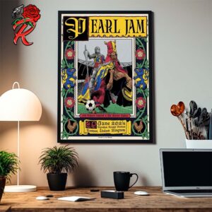 Pearl Jam London UK Merch Poster And The Murder Capital At Tottenham Hotspur Stadium On June 29 2024 Art By Ian Williams Home Decor Poster Canvas