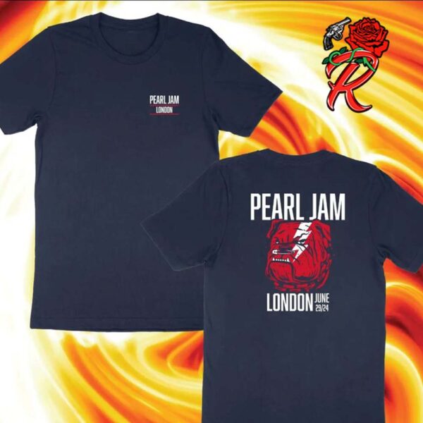 Pearl Jam London UK Merch Tee At Tottenham Hotspur Stadium On June 29 2024 Red Rock Bulldog Art Two Sides Unisex T-Shirt