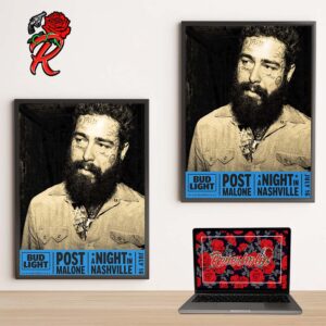 Post Malone And Bud Light Poster For A Night In Nashville Show On July 16 2024 Home Decor Poster Canvas