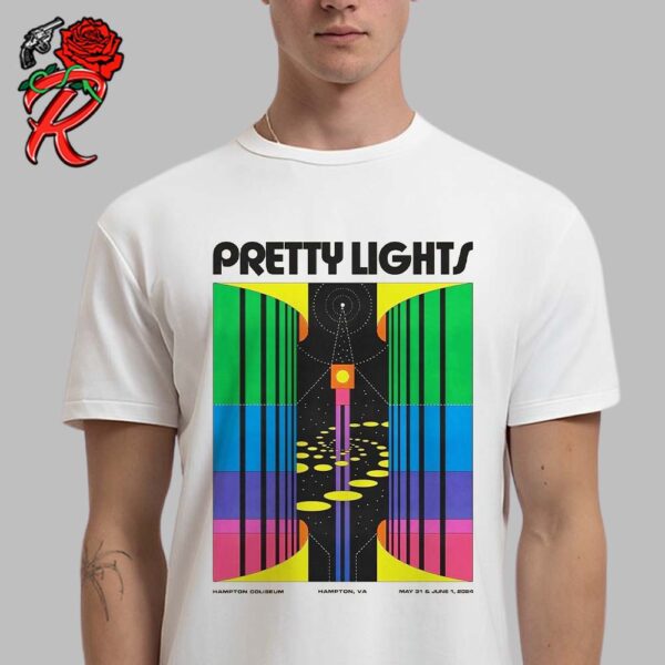Pretty Lights VIP Poster Swirl Science Two Night Stop At The Hampton Coliseum On The Check Your Vector Tour In Hampton VA On May 31 And June 1 2024 T-Shirt