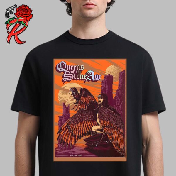 Queens Of The Stone Age Poster For The Performance At Hellfest Open Air Festival 2024 Infernopolis On June In Clisson France Unisex T-Shirt