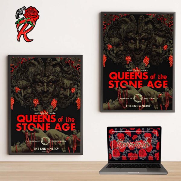 Queens Of The Stone Age Poster For The Show In A Coruna Spain On 18th June 2024 The End Is Nero Home Decor Poster Canvas