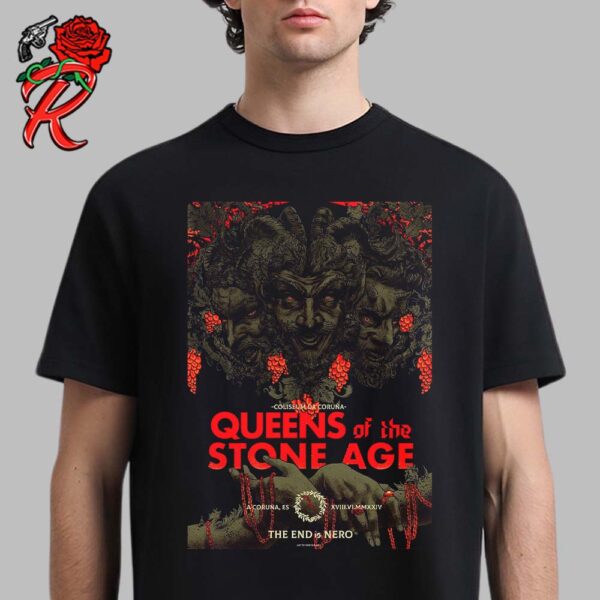 Queens Of The Stone Age Poster For The Show IN A Coruna Spain On 18th June 2024 The End Is Nero Unisex T-Shirt