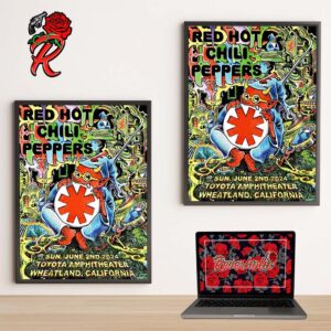 Red Hot Chili Peppers Concert Poster For Tonight Show In Wheatland California At Toyota Amphitheater On June 2nd 2024 Home Decor Poster Canvas