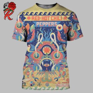 Red Hot Chili Peppers Concert Poster For Virginia Beach VA By Niark1 At Veterans United Home Loans Amphitheater King Crab Artwork All Over Print Shirt