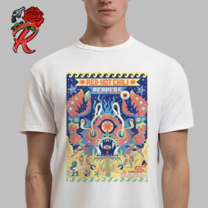 Red Hot Chili Peppers Concert Poster For Virginia Beach VA By Niark1 At Veterans United Home Loans Amphitheater King Crab Artwork Classic T-Shirt