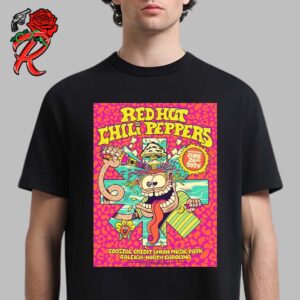 Red Hot Chili Peppers Pour Some Hot Sauce On Concert Poster At Coastal Credit Union Music Park In Raleigh North Carolina On June 26th 2024 Unisex T-Shirt
