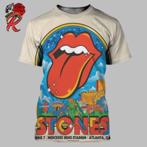 Rolling Stones Show At Mercedes Benz Stadium In Atlanta GA 2024 Lithograph City Poster On June 7 Hackney Diamonds Tour All Over Print Shirt