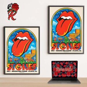 Rolling Stones Show At Mercedes Benz Stadium In Atlanta GA 2024 Lithograph City Poster On June 7 Hackney Diamonds Tour Home Decor Poster Canvas