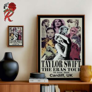 Taylor Swift The Eras Tour 2024 Poster For The Concert In Cardiff UK At Principality Stadium On June 18 2024 Home Decor Poster Canvas