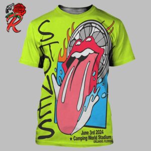 The Rolling Stones Hackney Diamonds Tour 2024 Orlando Florida 2024 Lithograph City Feature Artwork Poster At Camping World Stadium On June 3rd 2024 All Over Print Shirt