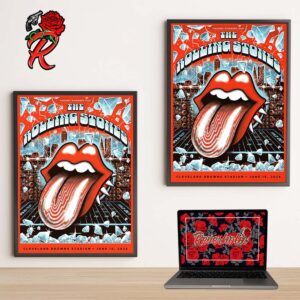 The Rolling Stones Hackney Diamonds Tour Poster For The Concert At Cleveland Browns Stadium In The City Of Cleveland On June 15 2024 By Peregon Creative Home Decor Poster Canvas