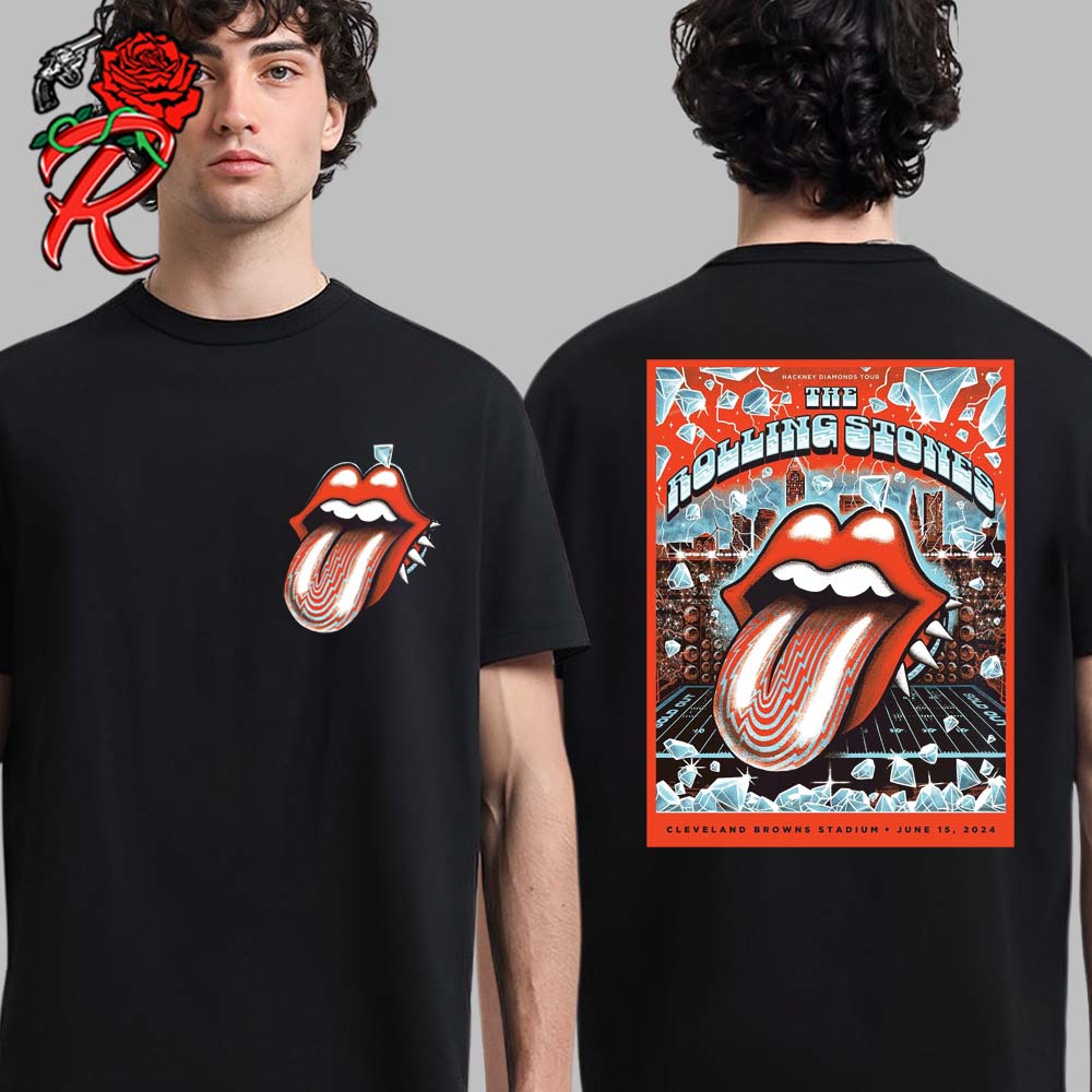 The Rolling Stones Hackney Diamonds Tour Poster For The Concert At Cleveland Browns Stadium In The City Of Cleveland On June 15 2024 By Peregon Creative Two Sides Print Unisex T-Shirt