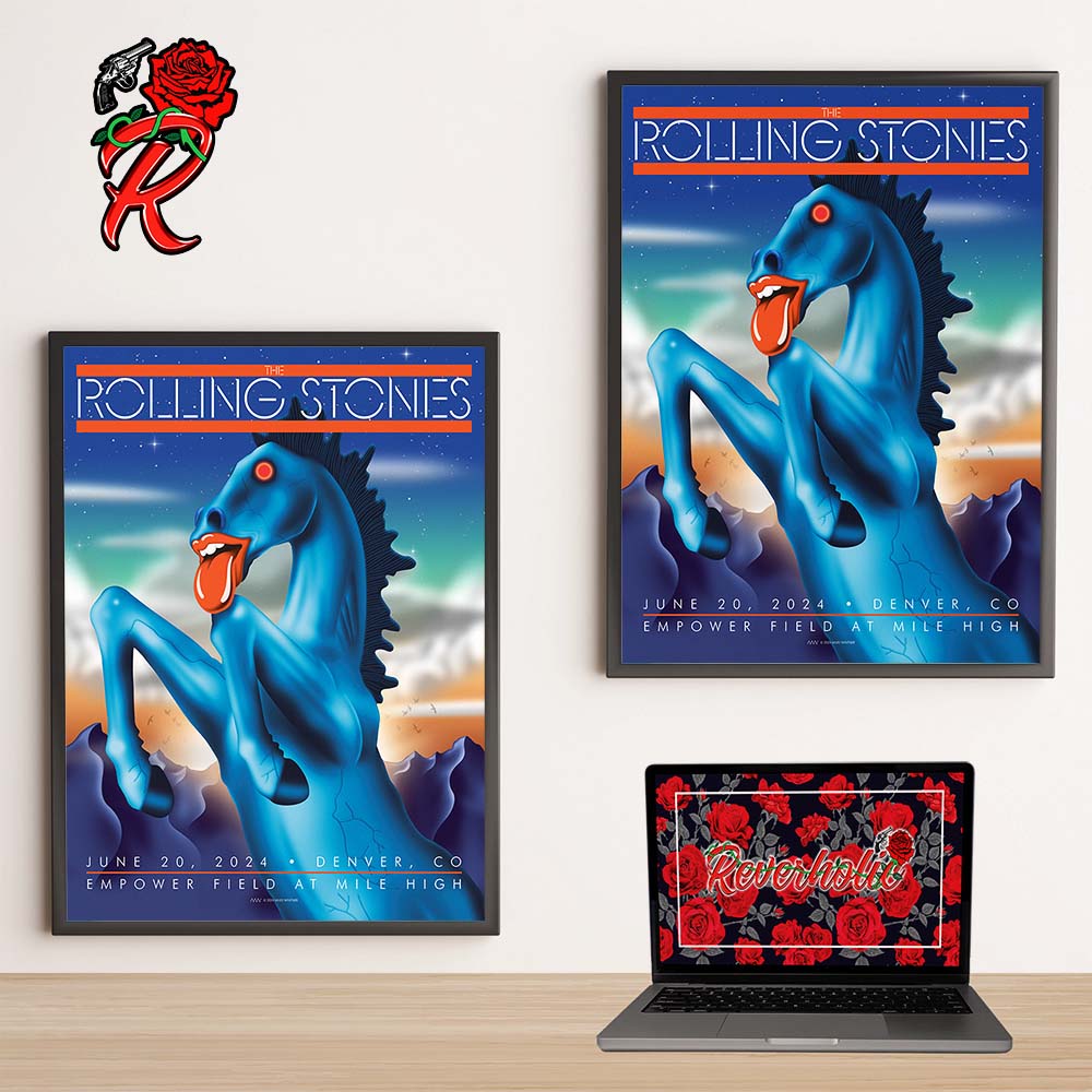 The Rolling Stones Lithograph Poster For The Concert In Denver Colorado 2024 At Empower Field At Mile High On June 20 2024 The Blucifer Horse Art Home Decor Poster Canvas