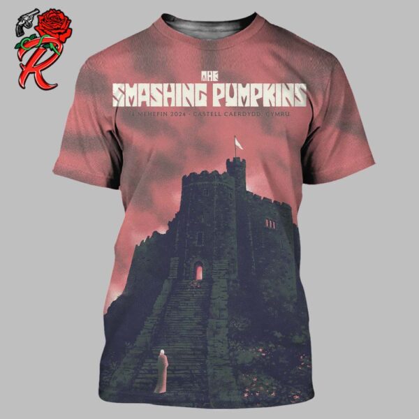 The Smashing Pumpkins Tonight Show Poster In Cardiff At Castell Caerdydd Cymru On 14 Mehefin 2024 All Over Print Shirt