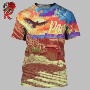 Widespread Panic Gig Poster For Red Rocks On June 21-23 2024 Open Edition Bird Soaring Over Red Rocks Art All Over Print Shirt