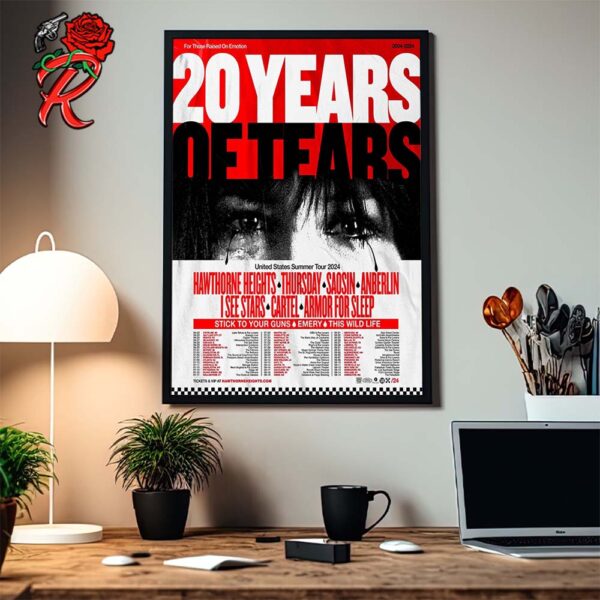 20 Years Of Tears For Those Raised On Emotion United States Summer Tour 2024 Tour Dates And Lineup Home Decor Poster Canvas