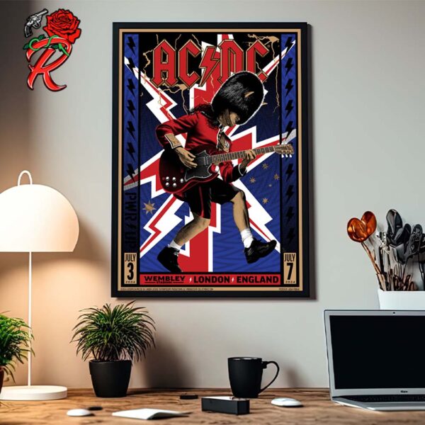 ACDC London Tour 2024 Poster At Wembley Stadium On July 3 And 7 2024 PWR Up EU Tour Home Decor Poster Canvas