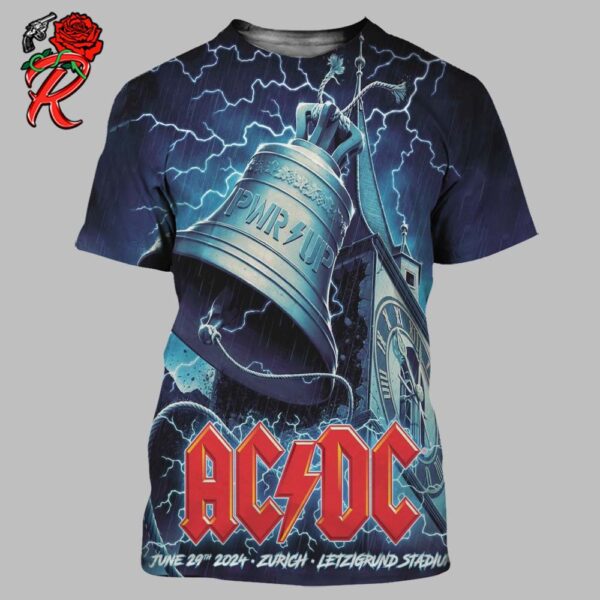 ACDC PWR Up Tour Poster For The Show In Zurich Switzerland At Letzigrund Stadium On June 29th 2024 All Over Print Shirt