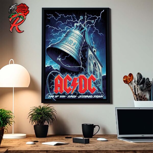 ACDC PWR Up Tour Poster For The Show In Zurich Switzerland At Letzigrund Stadium On June 29th 2024 Home Decor Poster Canvas