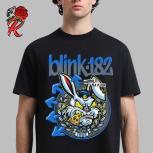 Blink 182 Merch Event Tee For Hartford CT At The Xfinity Theatre On July 24 2024 Bull Bunny Eating Pizza Artwork Unisex T-Shirt