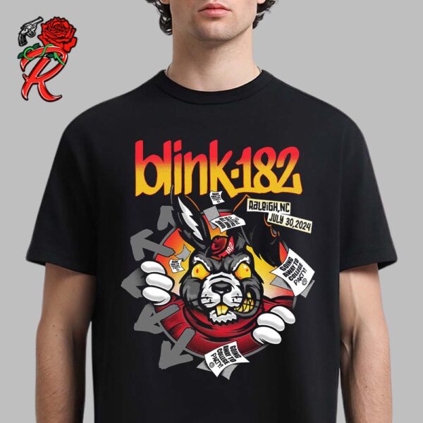 Blink 182 Merch For The Gig At Raleigh NC At PNG Arena On July 30 2024 Dukey Rabbit Going Away To College Party One More Time Tour Unisex T-Shirt