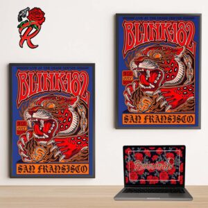 Blink 182 Merch Poster Live At The Chase Center In San Francisco CA On July 9th 2024 Home Decor Poster Canvas