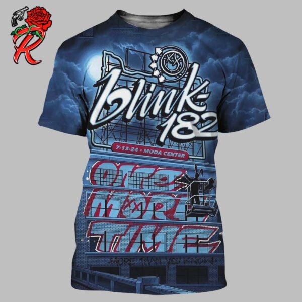 Blink 182 One More Time Tour 2024 Poster For Moda Center In Portland Oregon On July 13 2024 All Over Print Shirt