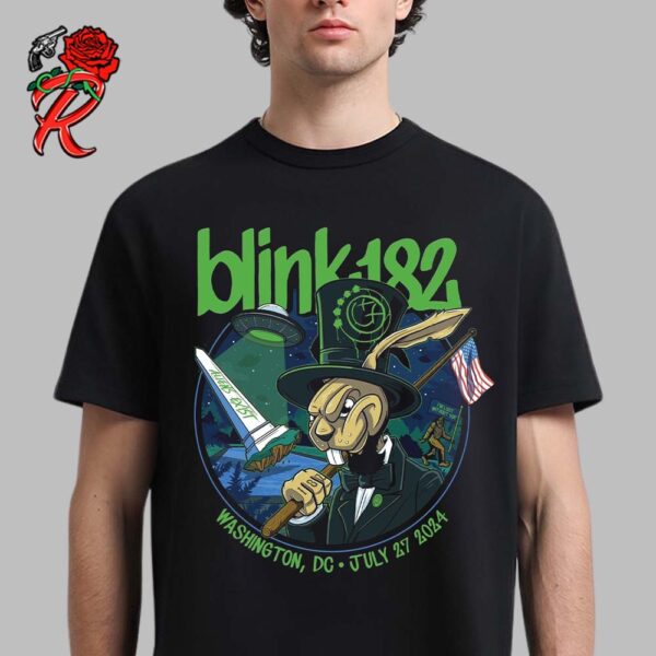 Blink 182 One More Time Tour Event City Tee For The Show In Washington DC At Capital One Arena On July 27 2024 Aliens Exist Abraham Lincoln Rabbit Artwork Unisex T-Shirt