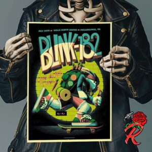 Blink 182 One More Time Tour Philadelphia PA Event Poster For The Show At Wells Fargo Center On July 26th 2024 Skating Rabbit Artwork Home Decor Poster Canvas