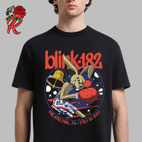 Blink 182 One More Time Tour Philadelphia PA Event Tee For The Show At Wells Fargo Center On July 26th 2024 Boxing Rabbit Artwork Unisex T-Shirt