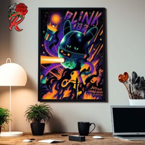 Blink 182 Poster For The Show In Las Vegas NV At T Mobile Arena On July 3 2024 Robot Rabbit Artwork Home Decor Poster Canvas