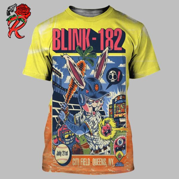 Blink 182 Round Two For Dr. Juanpa Tonight Poster For The Concert At Citi Field In Queens New York On July 21st 2024 New York Mets Battler Rabbit All Over Print Shirt